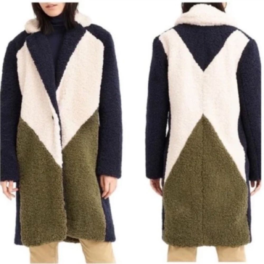 J. Crew teddy sherpa color block coat